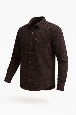 Wine Floral Patterned Shirt